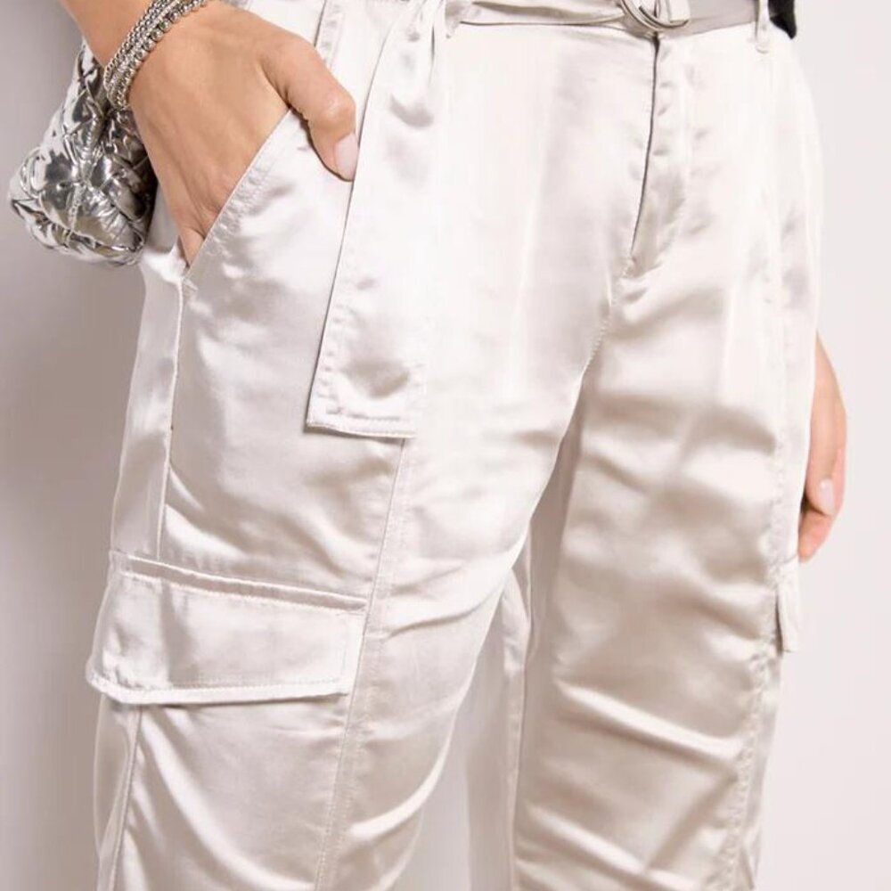 Sanctuary Satin Cargo Ankle Pants in Champagne - Picture 6 of 9